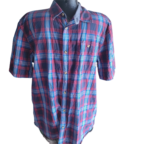 Vans Red and Blue Plaid Short Sleeve Shirt L - Picture 1 of 4